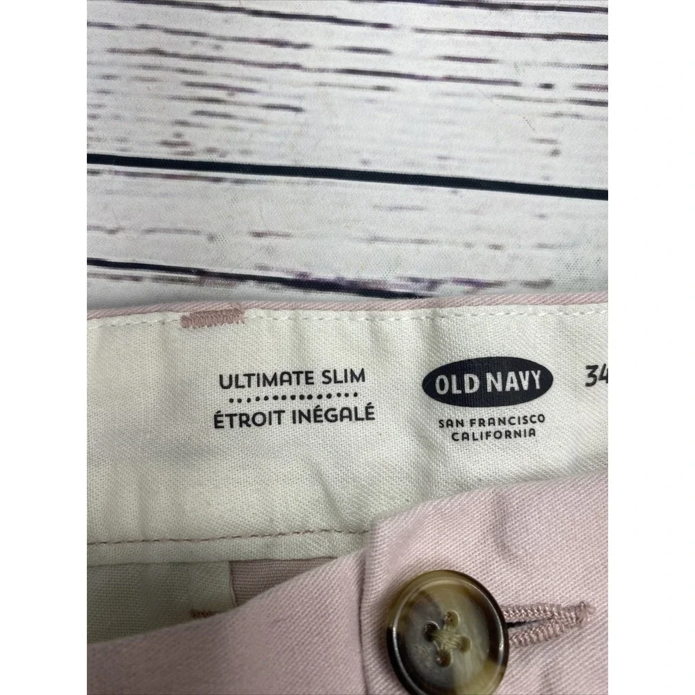 Old Navy Ultimate Slim Chino Shorts Pink Size 34 Solid Cotton Stretch Casual
